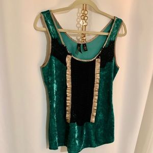 Green Velvet Sleeveless Top